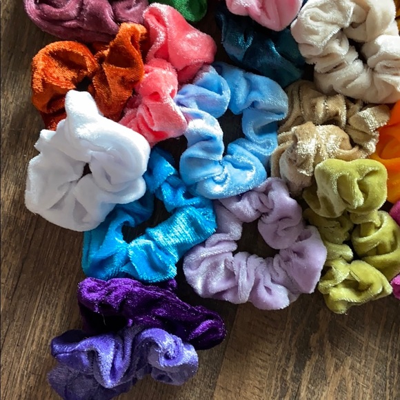 (CLOSET CLOSING FINAL SALE) Lot of New Rainbow Velvet Scrunchies - Picture 3 of 6